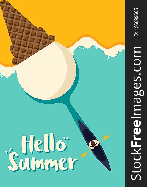Summer time and happy holiday poster template background