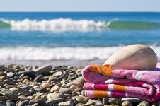 Shell And Towel. Stock Photo Shell And Towel. Stock Photo
