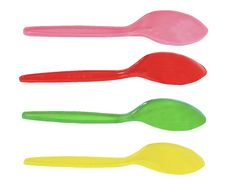 Multi-colored Plastic Spoons Stock Images