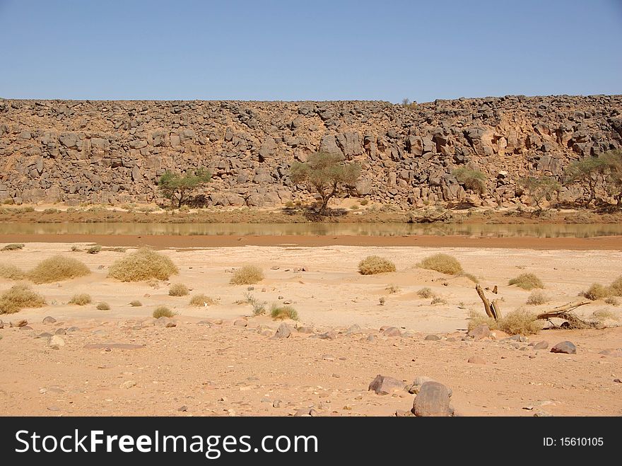 River in the desert of Libya, in Africa. River in the desert of Libya, in Africa