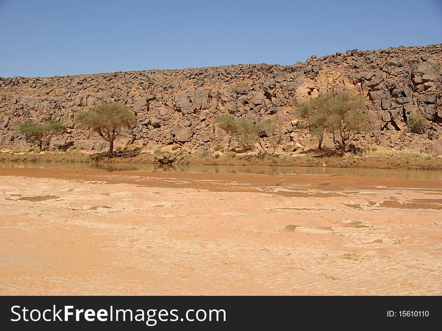 River in the desert of Libya, in Africa. River in the desert of Libya, in Africa