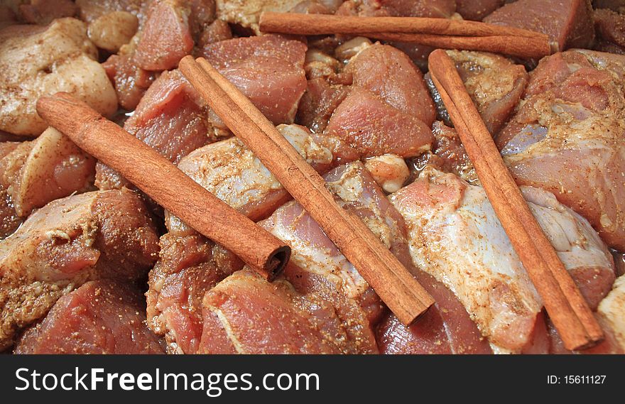 Macro pic of meat and cinnamon