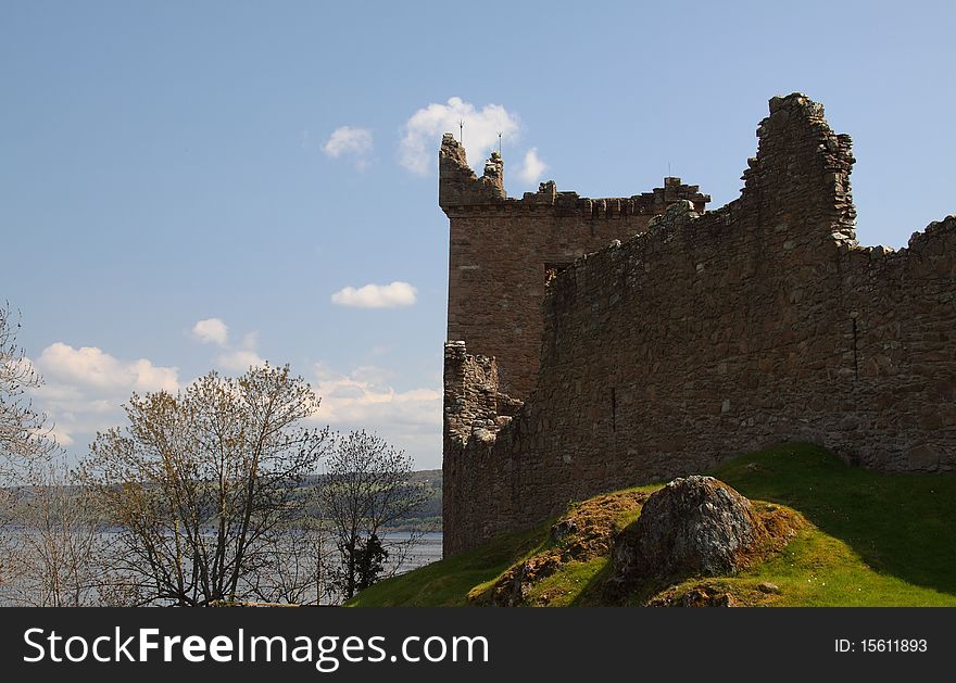 Urquhart Castle located on the shore of Loch Ness in Scotland. Urquhart Castle located on the shore of Loch Ness in Scotland