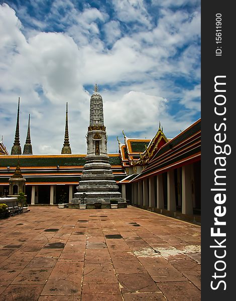 The pagoda of poe temple bangkok thailand