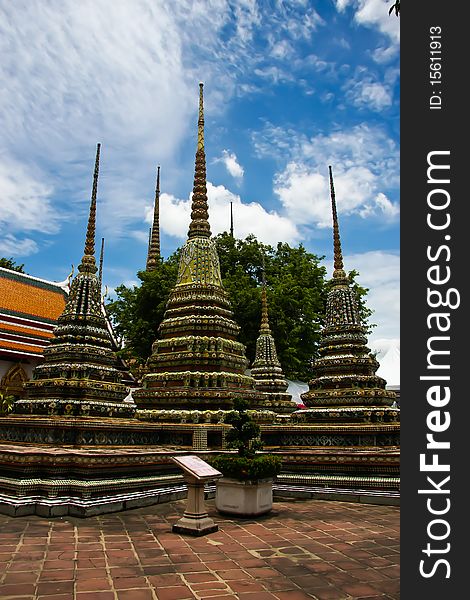 The pagoda of poe temple bangkok thailand