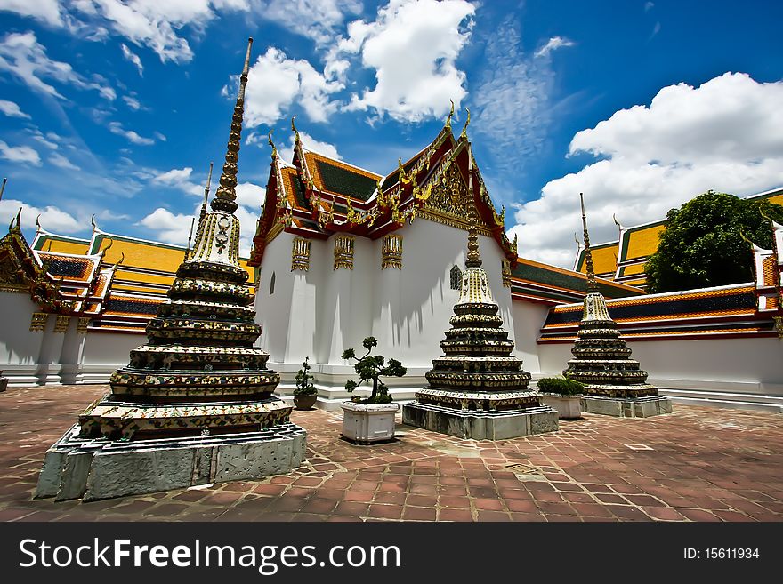 The pagoda of poe temple bangkok thailand