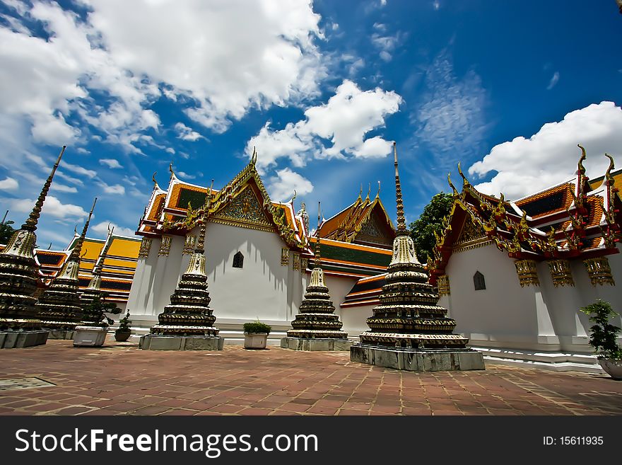 The pagoda of poe temple bangkok thailand