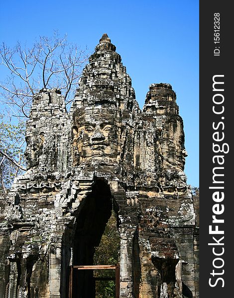 The North Gate of Angkor, from inside the city,Cambodia. The North Gate of Angkor, from inside the city,Cambodia