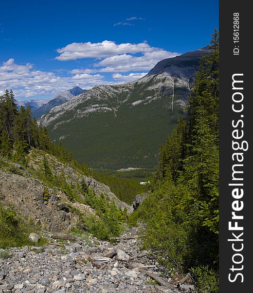 River bed in the rocky mountains with great view. River bed in the rocky mountains with great view