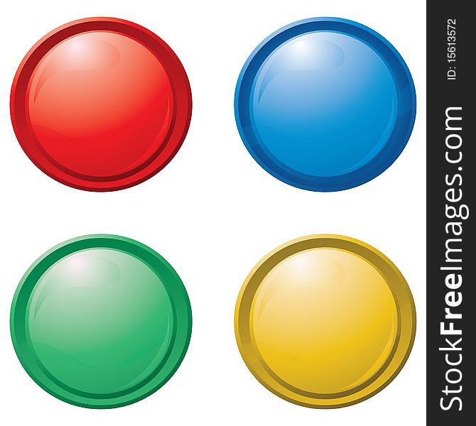 Collection of colorful buttons on a white background. Vector illustration. Collection of colorful buttons on a white background. Vector illustration