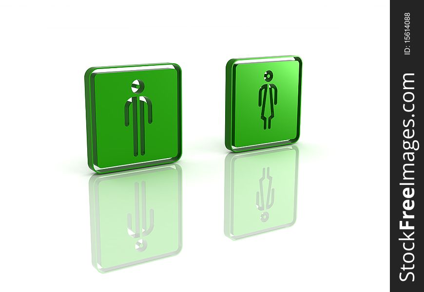 3d generated restroom sign of man and woman. 3d generated restroom sign of man and woman