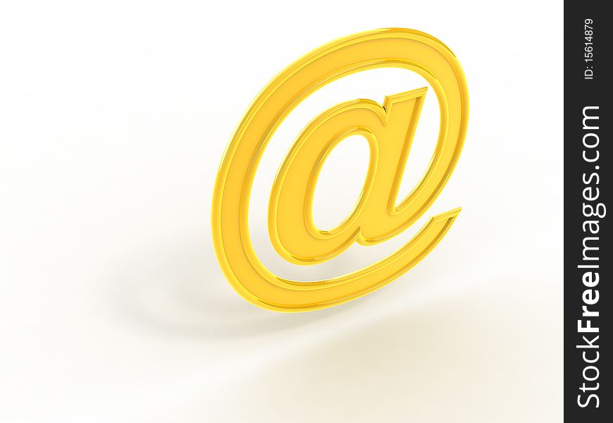 Golden Email symbol isolated on white