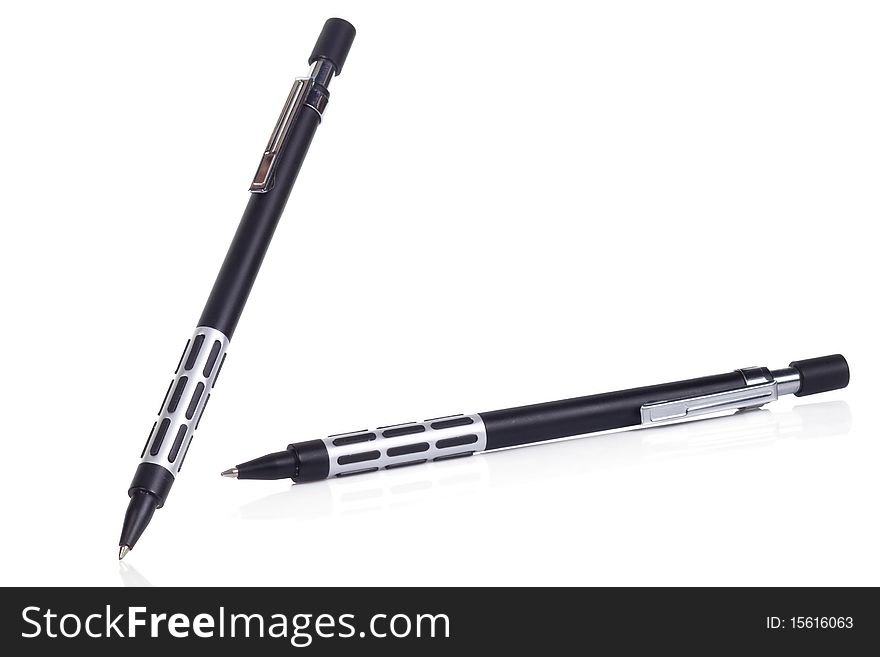 Isolated pens on white background