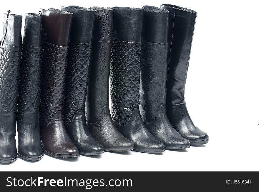 Row of black woman boot