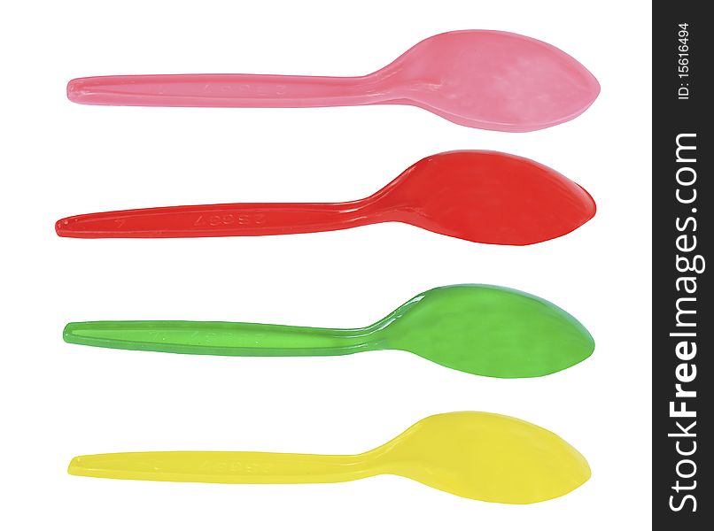 Plastic spoons isolated on a white background. Plastic spoons isolated on a white background