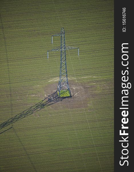 Aerial view of electricity pylon. Aerial view of electricity pylon