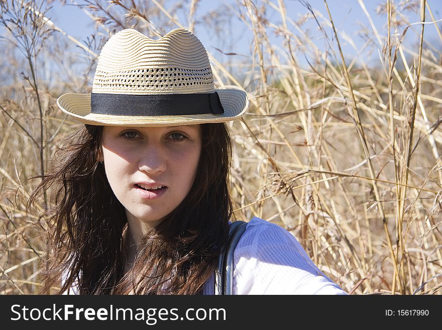 Portrait of a young girl in the veld. Portrait of a young girl in the veld