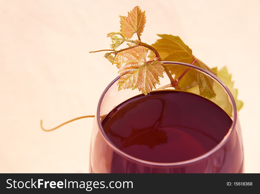 Red Wine With Grape Leaves