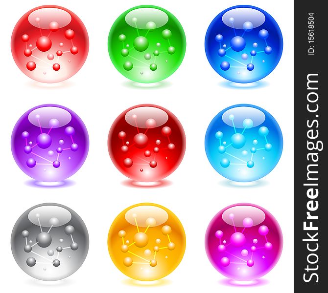 Collection of colorful glossy spheres isolated on white.  Set #2.