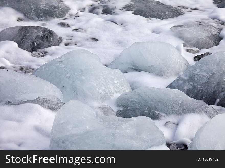 Ice blocks at Arctic beach. Ice blocks at Arctic beach
