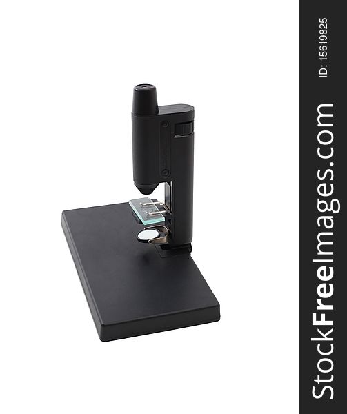 Microscope on a white background