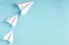 White Paper Planes On Blue Background Composition Stock Photography White Paper Planes On Blue Background Composition Stock Photography