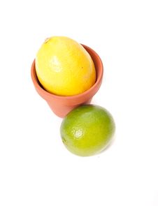 Lemon Pot With Lime Stock Image