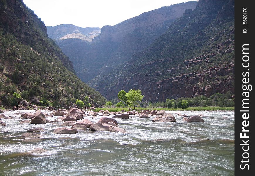 Floating down the green river before the rapids. Floating down the green river before the rapids