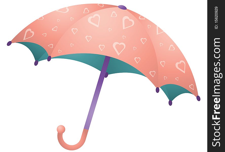 Colored umbrella with hearts imprints