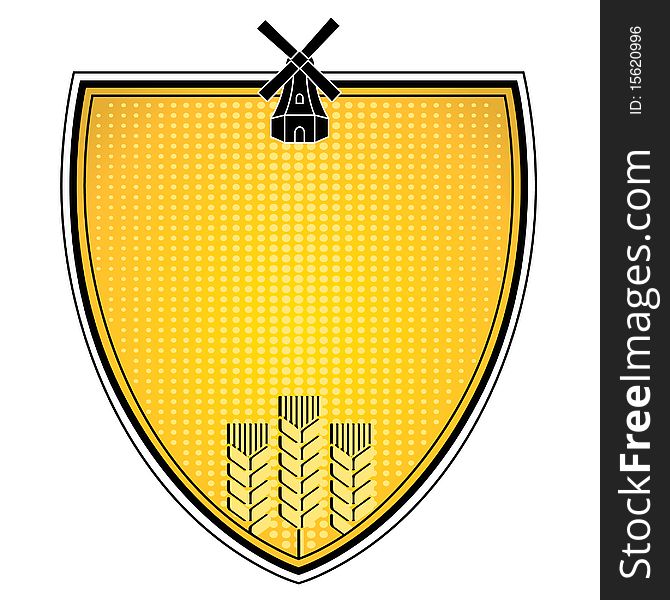 Grain emblem, farm and mill