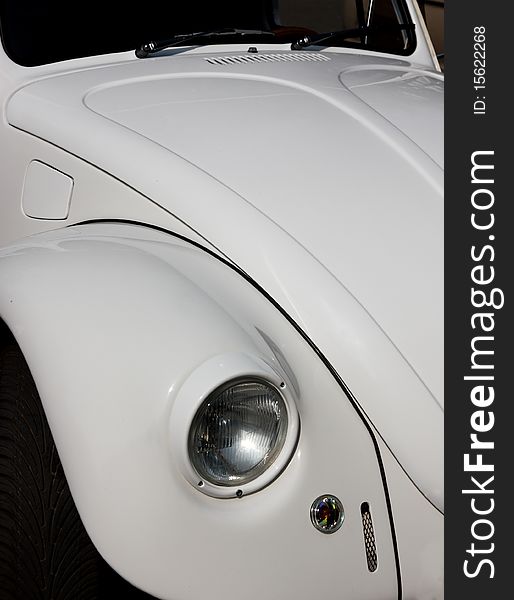 Detail of white vintage car. Detail of white vintage car