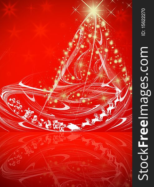 Christmas tree on red background. Christmas tree on red background