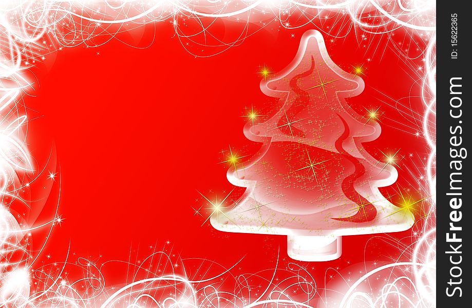 Christmas tree on red background. Christmas tree on red background