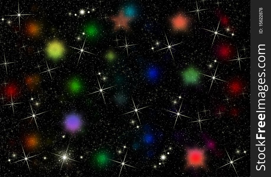 Multicolored stars on black background. Multicolored stars on black background