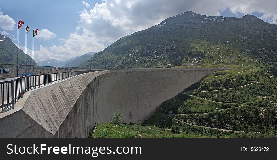 Storage reservoir in the alps