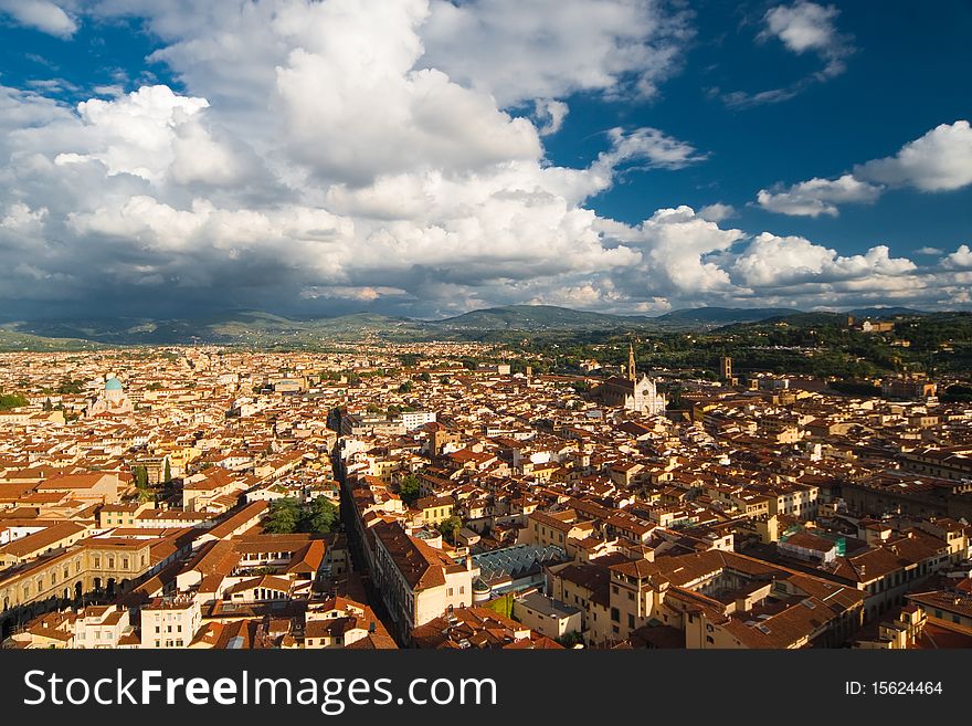 Roofs Of Florence And Santa Croce Church