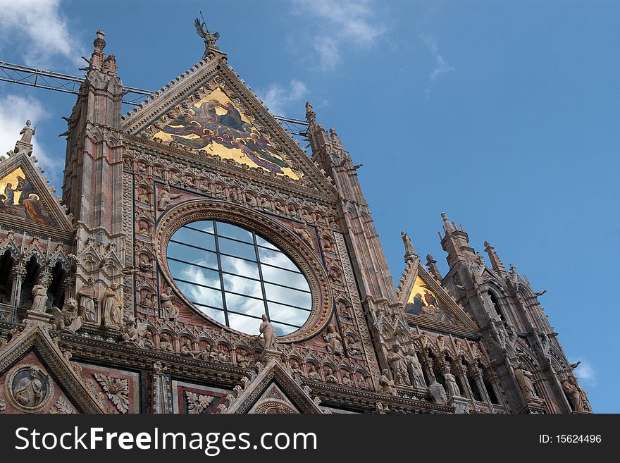 Details of facade of Cathedral in Siena