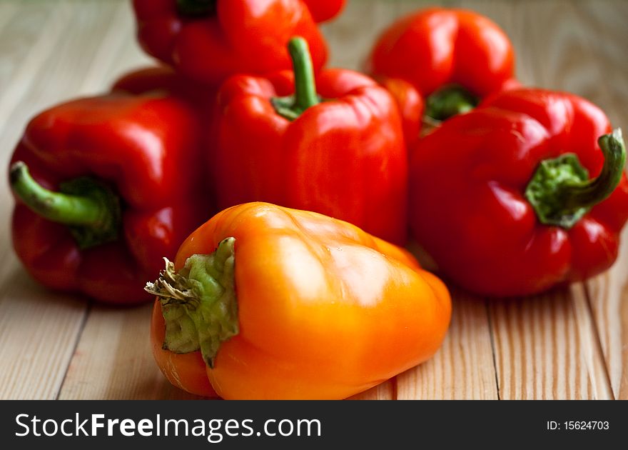 Red and yellow paprika (bell peppers)