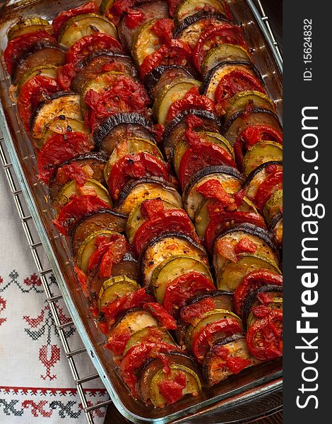 Colourful and delicious ratatouille (French cuisine)