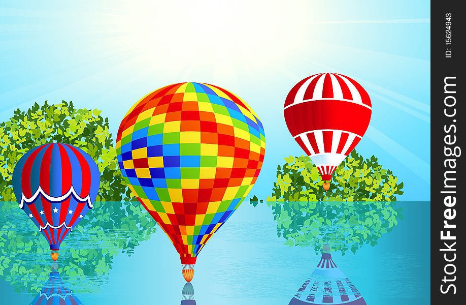 Air balloons,  illustration, AI file included
