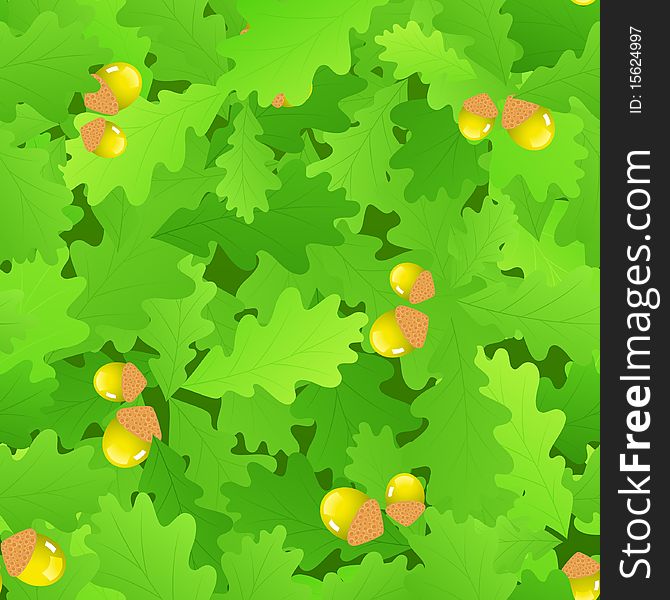 Oak leaf seamless background, illustration, AI file included