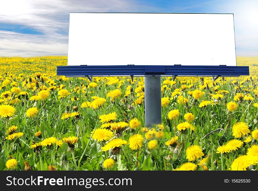 Big blank billboard with flowers