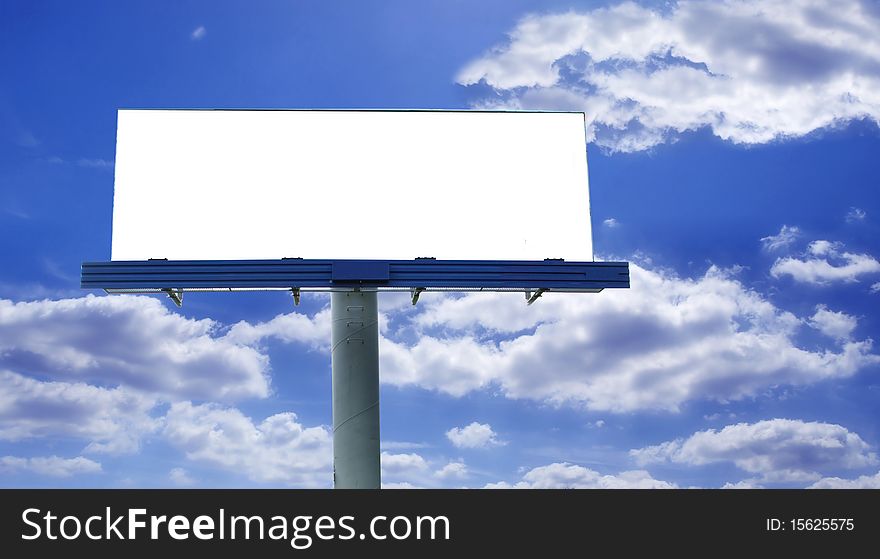 Big blank billboard with blue sky