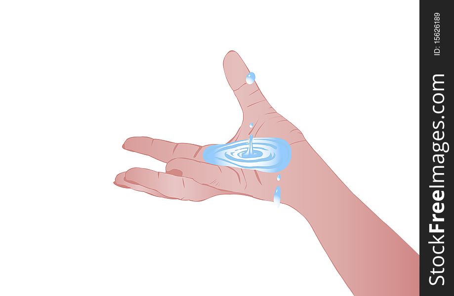 Vector illustration a palm of the person with water.