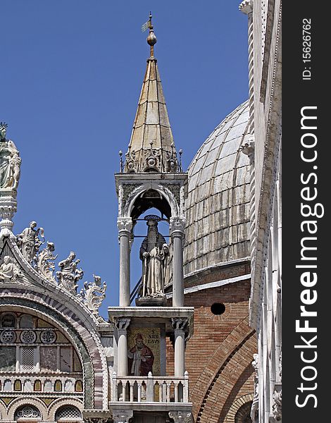 Basilica San Marco, front detail of Marks's Church, Venice, Italy, Europe. Basilica San Marco, front detail of Marks's Church, Venice, Italy, Europe