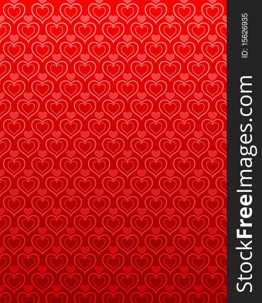 Red background gradient tiled with red hearts. Red background gradient tiled with red hearts