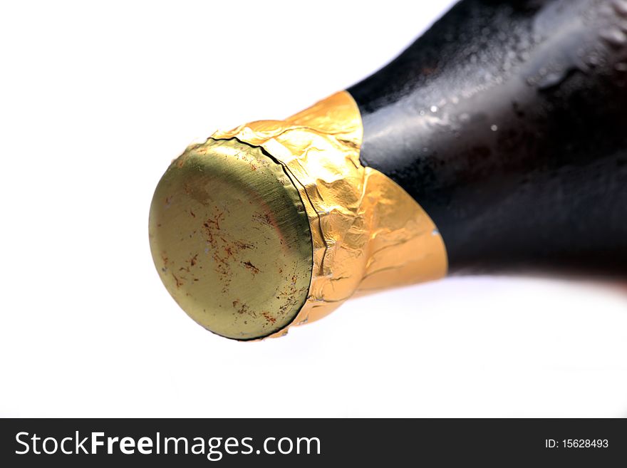 Closeup shot of  beer bottle crown with white background.