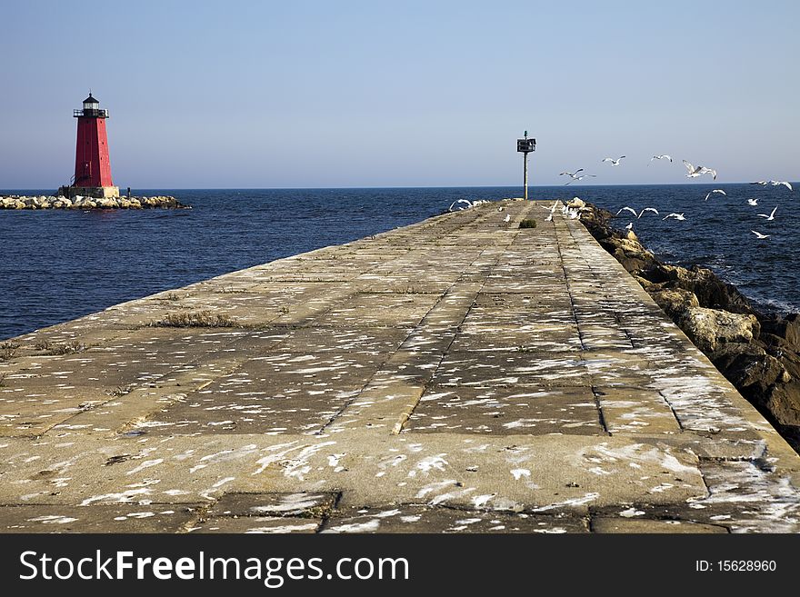 Manistique East Breakwater Lighthouse, Michigan, USA.