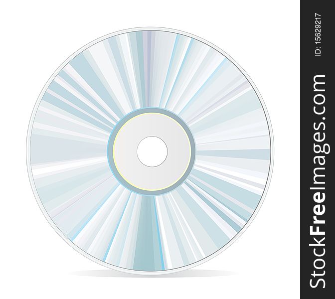 Blue compact disc on white background