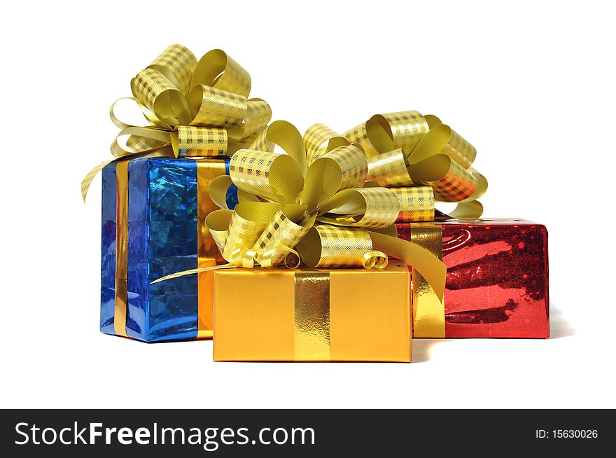 Color gifts isolated on white background. Color gifts isolated on white background